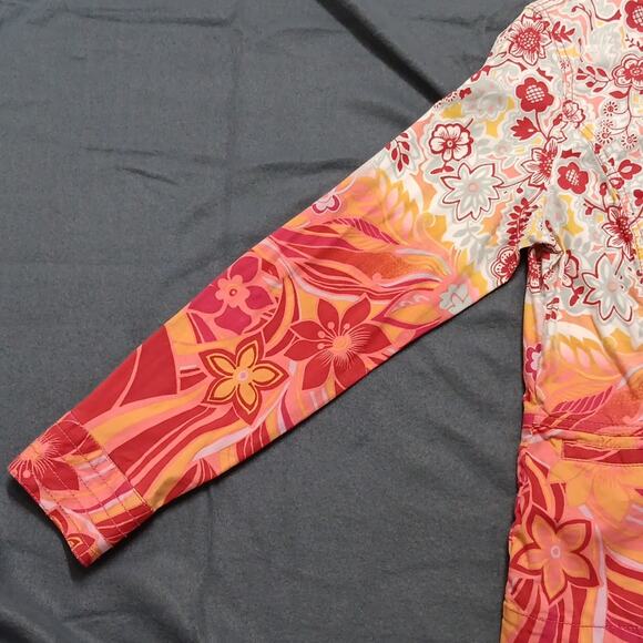 Chico's Colorful Red Orange Floral Print Casual Jacket‎ Women's Size 1 (Med/8) - Picture 2 of 15